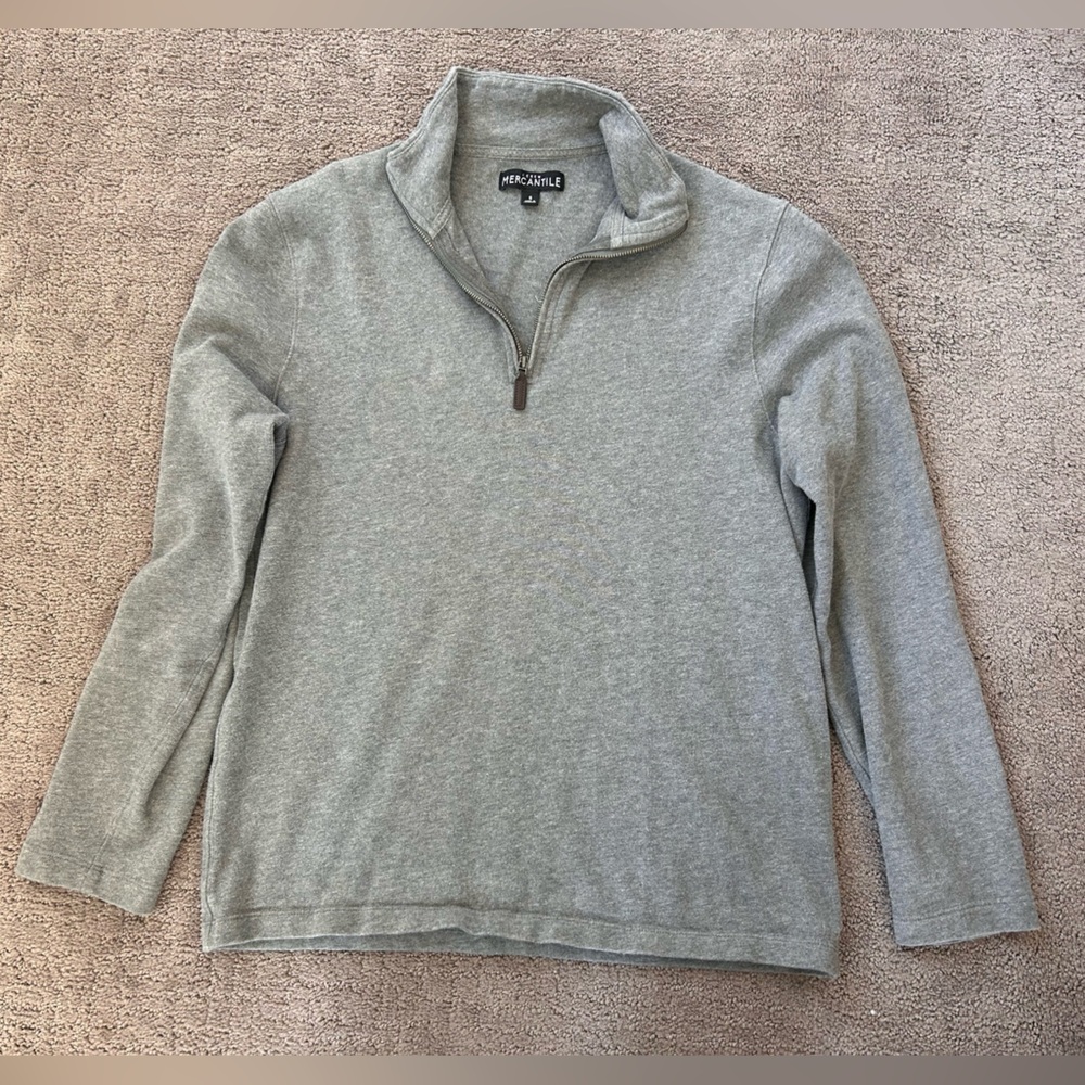 J. Crew Heather Gray Quarter Zip Sweater | Men’s Cotton Pullover | Size S